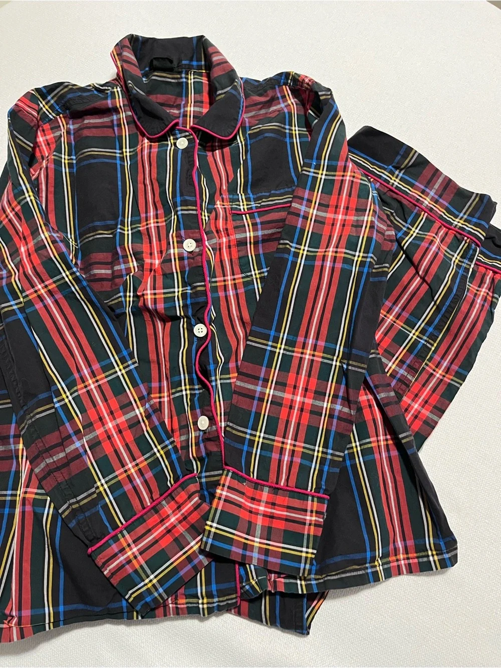 J Crew Plaid Button-Up Pajama Set size medium